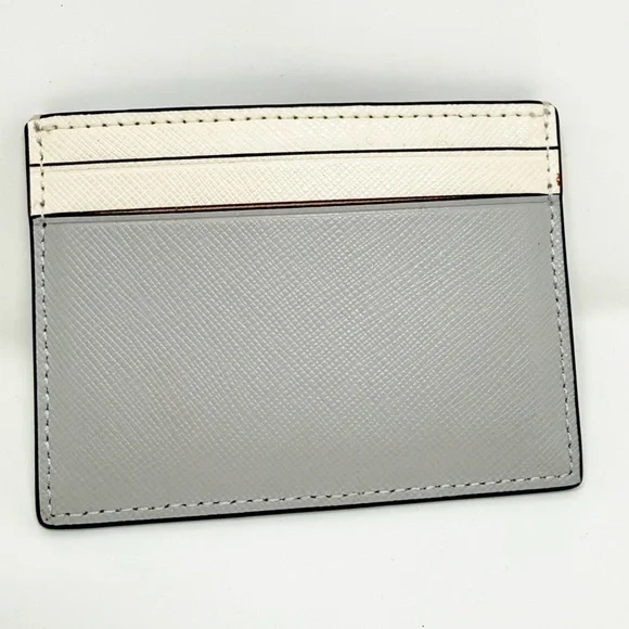 Kate Spade Madison Colorblock Saffiano Leather Slim Cardholder Cream/Plat. Gray - Picture 5 of 15